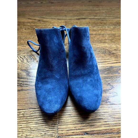 NIB Free People Lucite Block Heel Wrap Suede Heel Mules Blue Women's Size 7.5 - Picture 10 of 13